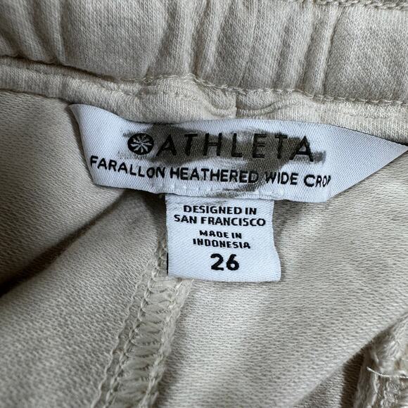 Athleta Farallon Heathered Wide Leg Crop Oatmeal Women's Size 26 New Without Tag - Picture 4 of 9
